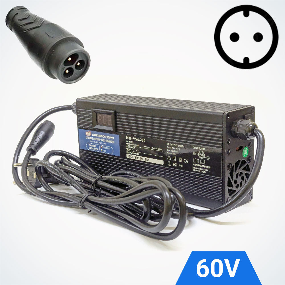 Chargeur rapide Minimotors 60 V (66,4 V 6,5 A) (LP16) (UE) (avec écran)
