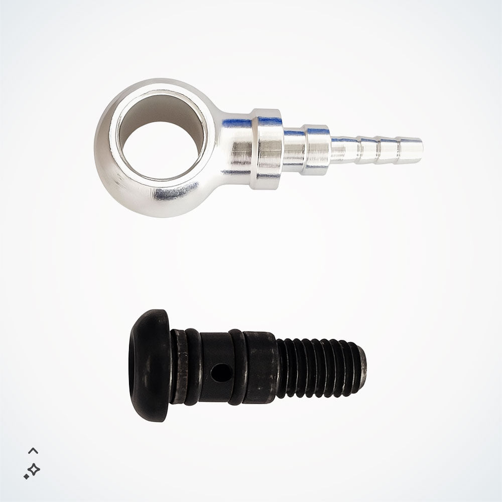 Black threaded rod and silver eye bolt