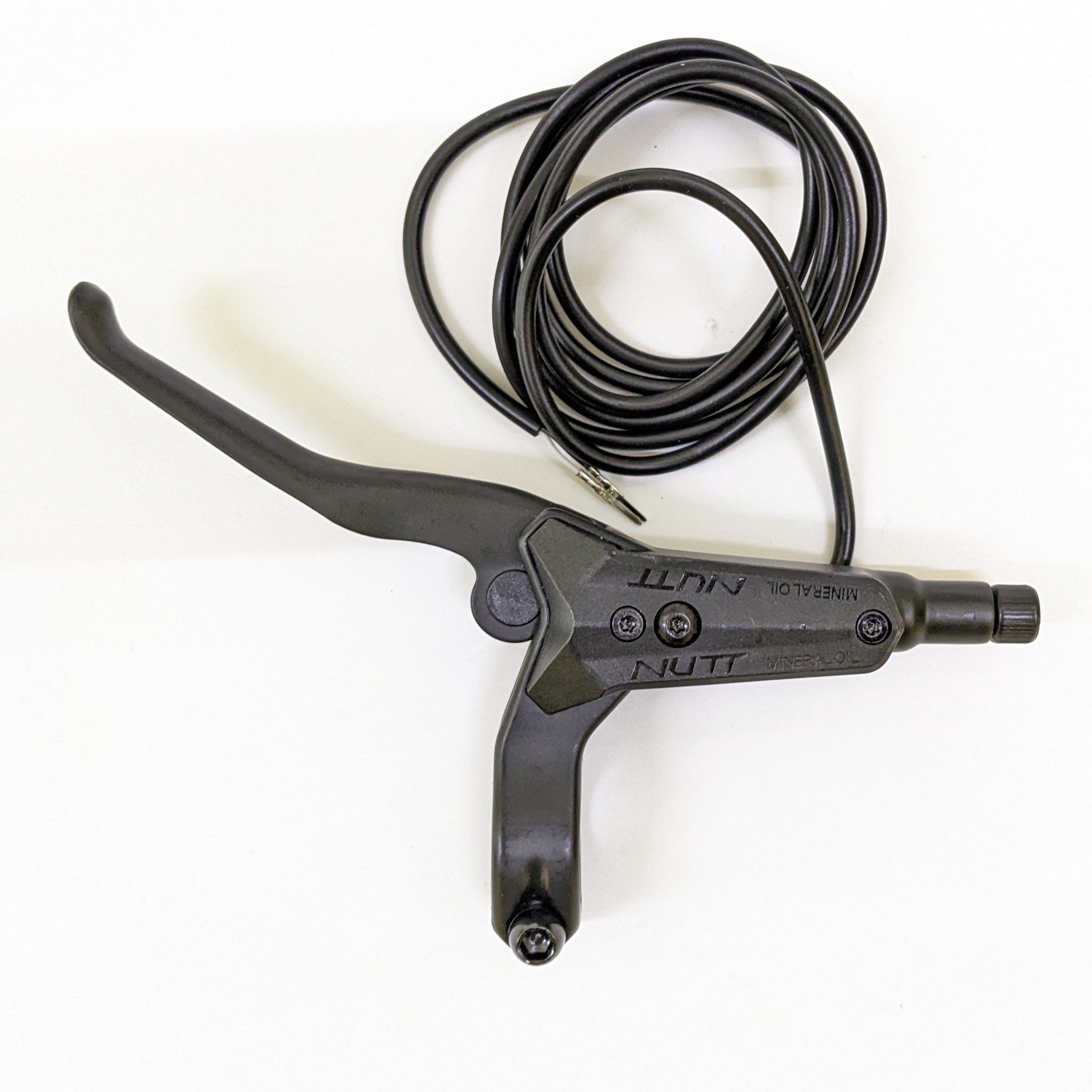 Bicycle brake lever with cable on a white background