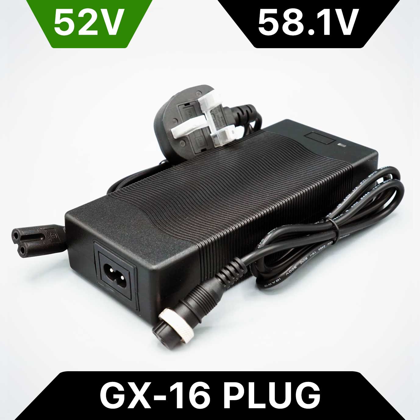 52V 2A Slow Charger for Dualtron, 58.1V Max, GX16 Plug