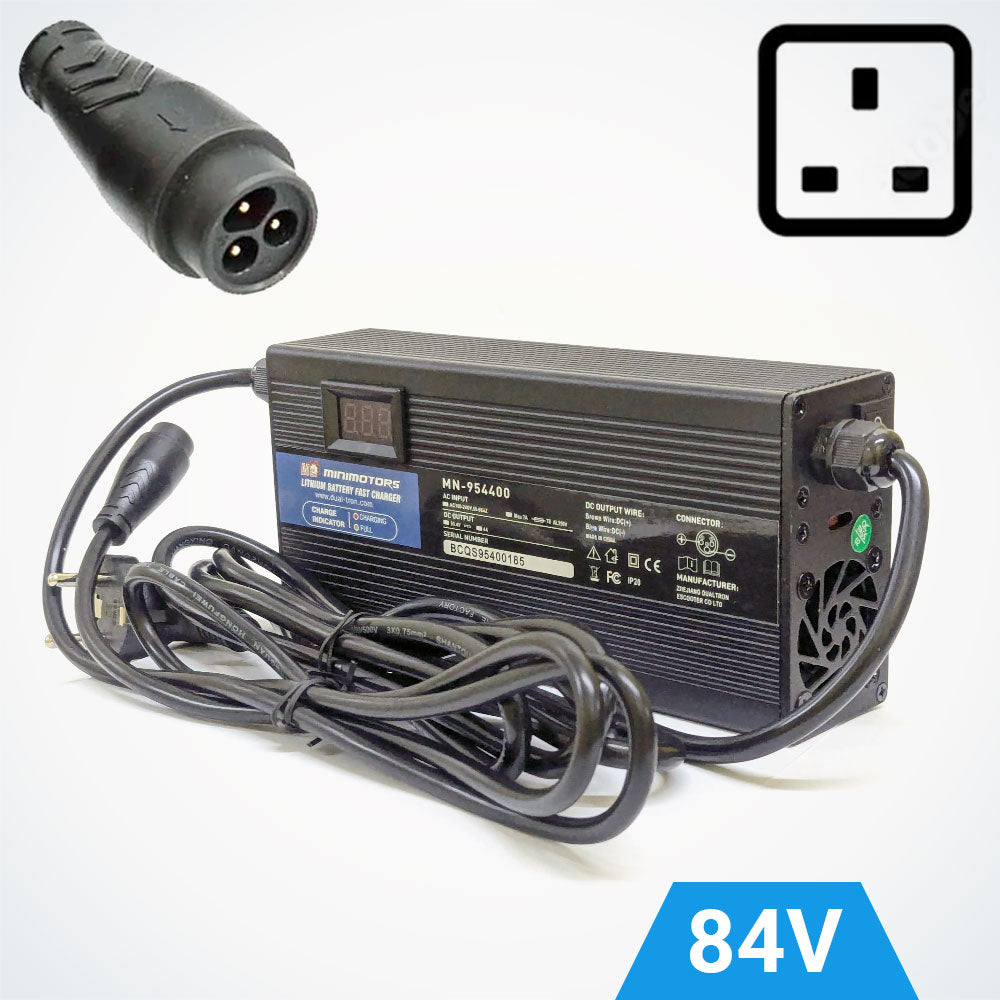 84V Minimotors Fast Charger LP16 (95.4V 4A) UK Display | 03.006.00055