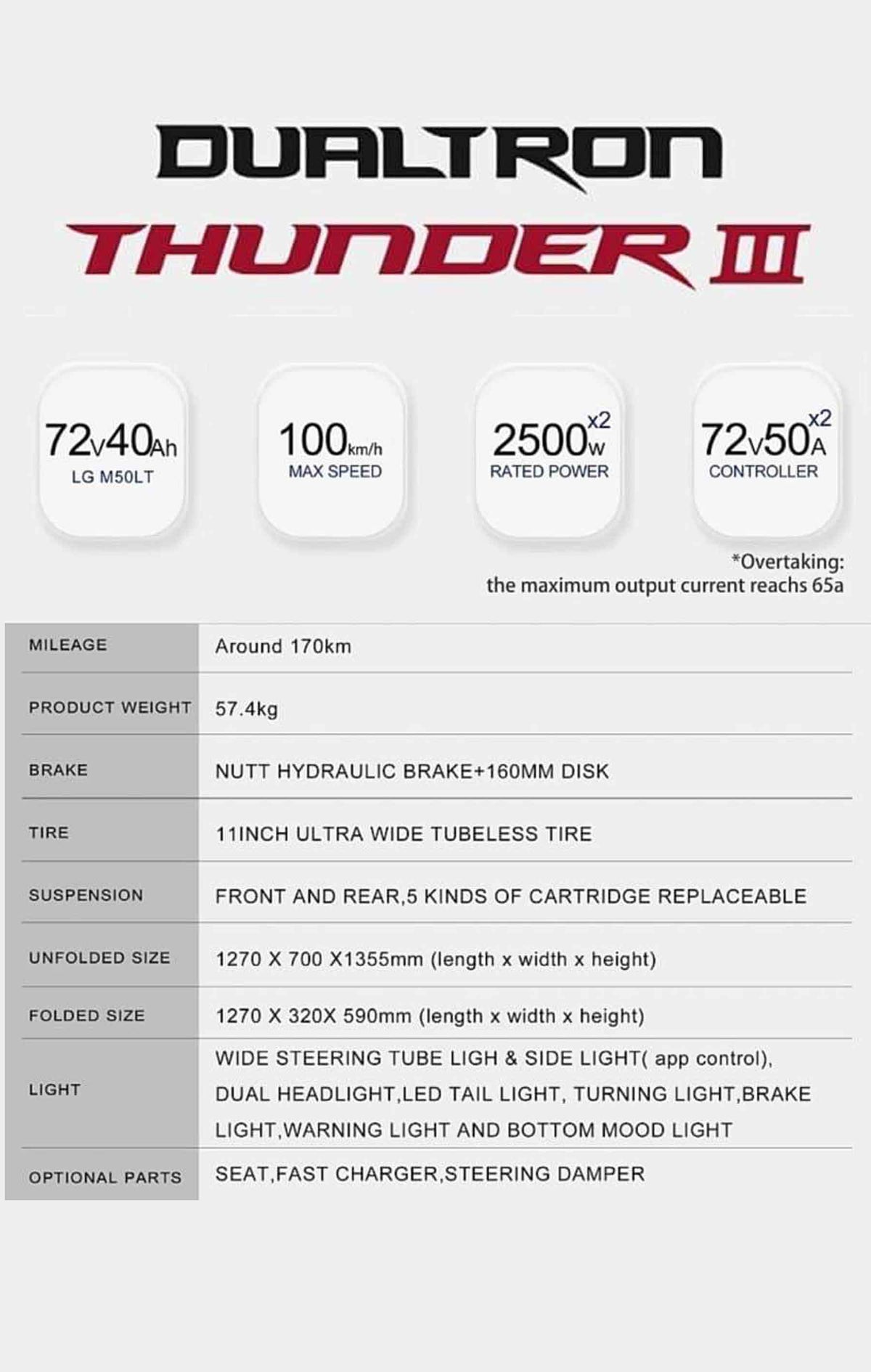 Dualtron Thunder 3 72V 40Ah (New EY4)