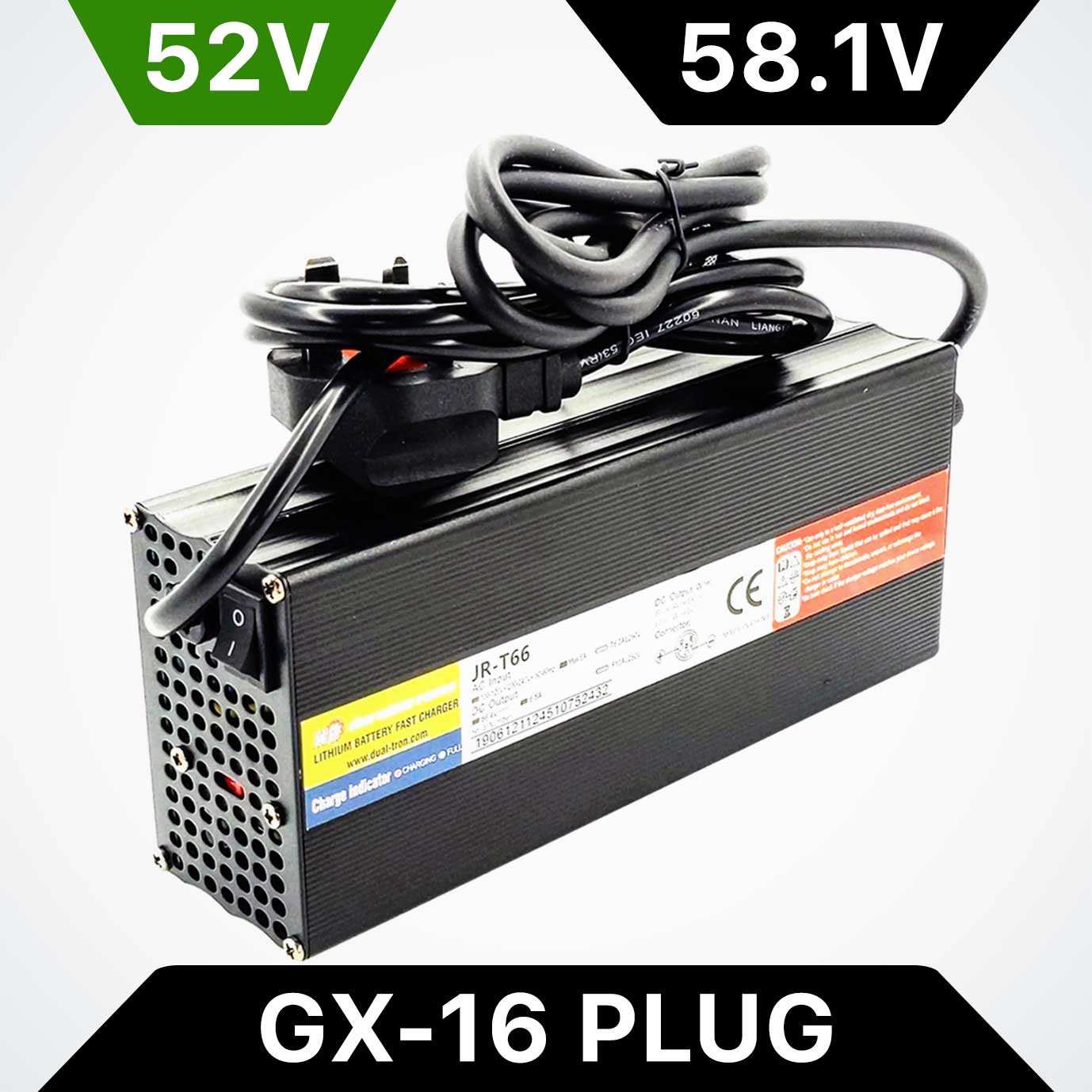 52V 7A Fast Charger for Dualtron, 58.1V Max, GX16 Plug