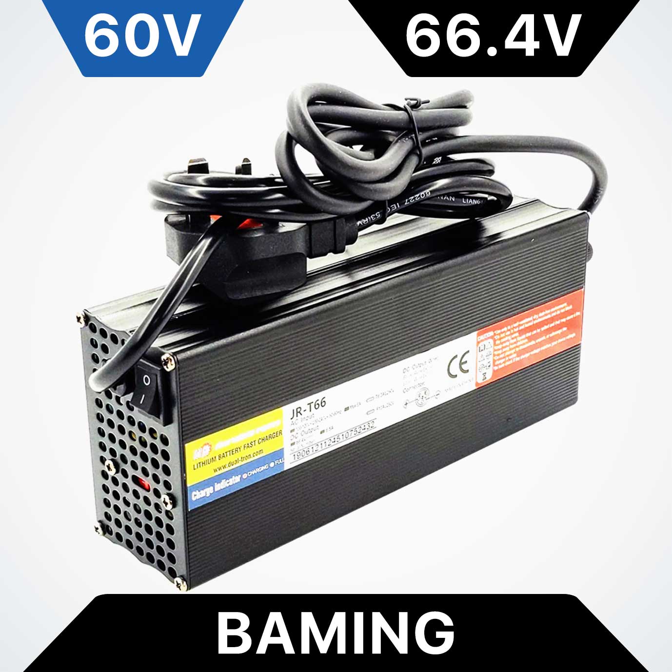 60V 6.5A Fast Charger for Dualtron, 66.4V Max, Baming Plug
