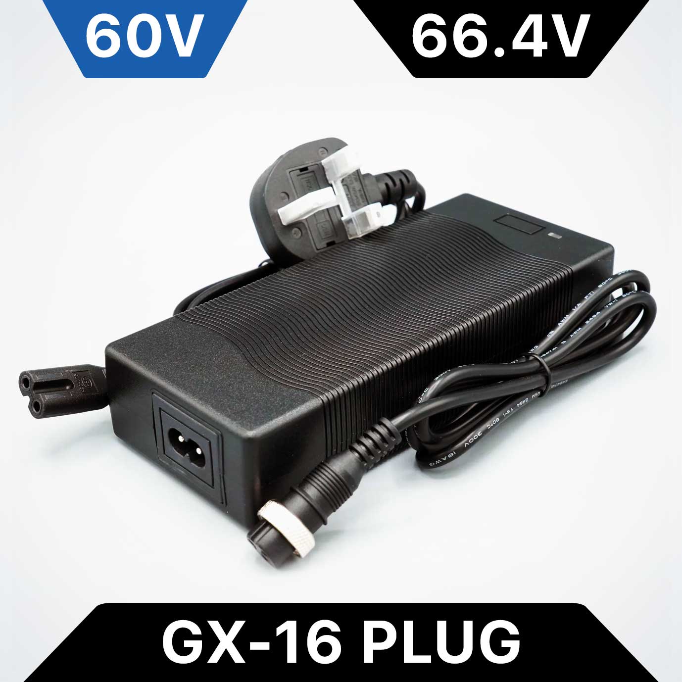 60V 1.75A Slow Charger for Dualtron, 66.4V Max, GX16 Plug