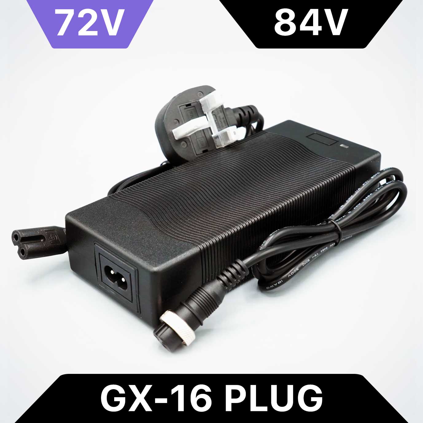 72V 1.4A Slow Charger for Dualtron, 84V Max, GX16 a