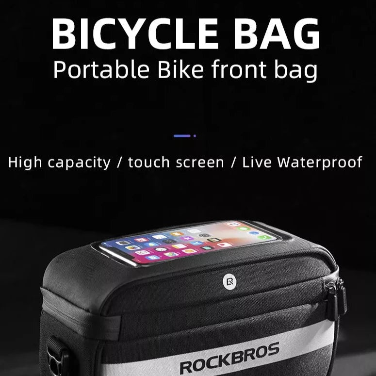 Skladovací taška na řídítka (vodotěsná, dotyková obrazovka, přenosná) (ROCKBROS) 